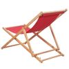 Silla De Playa Plegable De Tela Y Estructura De Madera Roja Vidaxl