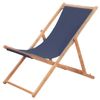 Silla De Playa Plegable Estructura De Madera Y Tela Azul Vidaxl