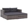 Set De Muebles De Jardín 3 Pzas Y Cojines Ratán Sintético Gris Vidaxl