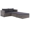 Set De Muebles De Jardín 3 Pzas Y Cojines Ratán Sintético Gris Vidaxl