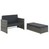 Set De Muebles De Jardín 2 Pzas Y Cojines Ratán Sintético Gris Vidaxl