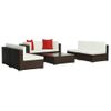 Set Muebles De Jardín 7 Piezas Y Cojines Ratán Sintético Marrón Vidaxl