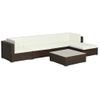 Set Muebles De Jardín 6 Piezas Y Cojines Ratán Sintético Marrón Vidaxl