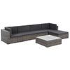 Set De Muebles De Jardín 6 Pzas Y Cojines Ratán Sintético Gris Vidaxl