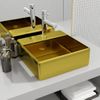 Lavabo Con Rebosadero 41x41x15 Cm Cerámica Dorado Vidaxl