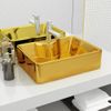 Lavabo Con Orificio Para Grifo 48x37x13,5 Cm Cerámica Dorado Vidaxl