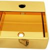 Lavabo Con Orificio Para Grifo 38x30x11,5 Cm Cerámica Dorado Vidaxl