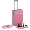 Maletín Trolley De Maquillaje De Aluminio Rosa Vidaxl