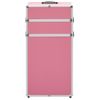 Maletín Trolley De Maquillaje De Aluminio Rosa Vidaxl