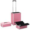 Maletín Trolley De Maquillaje De Aluminio Rosa Vidaxl