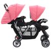 Carrito Para 2 Niños Tandem De Acero Rosa Y Negro Vidaxl