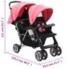 Carrito Para 2 Niños Tandem De Acero Rosa Y Negro Vidaxl