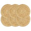 Manteles Individuales Redondos 6 Uds Yute Natural Liso 38 Cm Vidaxl