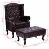 Sillón Con Reposapiés Cuero Sintético Marrón Oscuro Vidaxl