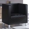 Sillón En Forma De Cubo De Cuero Sintético Negro Vidaxl