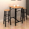 Set Mesa De Desayuno/comedor Madera Marrón Con Acero Negro Vidaxl