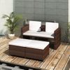 Set Muebles De Jardín 4 Piezas Y Cojines Ratán Sintético Marrón Vidaxl