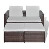 Set Muebles De Jardín 4 Piezas Y Cojines Ratán Sintético Marrón Vidaxl