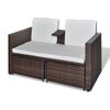 Set Muebles De Jardín 4 Piezas Y Cojines Ratán Sintético Marrón Vidaxl