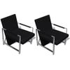 Sillones 2 Unidades Estructura Cromada Cuero Sintético Negro Vidaxl