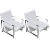 Sillones 2 Unidades Estructura Cromada Cuero Sintético Blanco Vidaxl