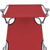 Tumbona Plegable Con Toldo Acero Y Tela Rojo Vidaxl