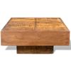 Mesa De Centro Cuadrada De Madera De Mango Marrón Vidaxl