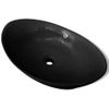 Lavabo Oval De Cerámica Negra De Lujo Con Desagüe, 59 X 38,5 Cm Vidaxl