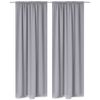 2 Cortinas Grises Oscuras Con Jaretas, Blackout 135 X 245 Cm Vidaxl