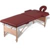 Mesa Camilla De Masaje De Madera Plegable De Dos Cuerpos Rojos Vidaxl