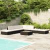 Set Muebles De Jardín 8 Piezas Y Cojines Ratán Sintético Negro Vidaxl