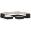 Set Muebles De Jardín 8 Piezas Y Cojines Ratán Sintético Negro Vidaxl