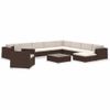 Set Muebles De Jardín Y Cojines 12 Pzas Ratán Sintético Marrón Vidaxl