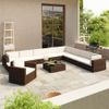 Set Muebles De Jardín Y Cojines 12 Pzas Ratán Sintético Marrón Vidaxl