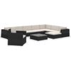 Set Muebles De Jardín 12 Pzas Y Cojines Ratán Sintético Negro Vidaxl