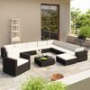 Set Muebles De Jardín 12 Pzas Y Cojines Ratán Sintético Negro Vidaxl