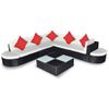 Set Muebles De Jardín 8 Piezas Y Cojines Ratán Sintético Negro Vidaxl