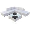 Set Muebles De Jardín 6 Piezas Y Cojines Ratán Sintético Blanco Vidaxl