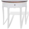 Mesa Consola Semicircular Con Cajón Blanca Y Superficie Marrón Vidaxl