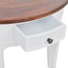 Mesa Consola Semicircular Con Cajón Blanca Y Superficie Marrón Vidaxl