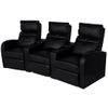 Sillón Reclinable De 3 Plazas De Cuero Artificial Negro Vidaxl