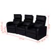 Sillón Reclinable De 3 Plazas De Cuero Artificial Negro Vidaxl