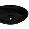 Lavabo De Cerámica Con Agujero Para Grifo/desagüe Negro Ovalado Vidaxl