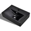 Lavabo Rectangular De Cerámica Hueco De Grifo/desagüe Negro Vidaxl