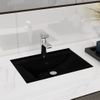 Lavabo Rectangular De Cerámica Hueco De Grifo/desagüe Negro Vidaxl