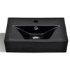 Lavabo Rectangular De Cerámica Hueco De Grifo/desagüe Negro Vidaxl