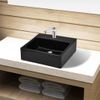 Lavabo De Cer¨¢mica Cuadrado Con Orificio De Grifo/desag¨¹e Negro