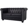 Sofá Chesterfield De 2 Plazas Cuero Sintético Negro 145,5 X 76 X 70 Cm Vidaxl