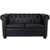 Sofá Chesterfield De 2 Plazas Cuero Sintético Negro 145,5 X 76 X 70 Cm Vidaxl