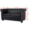 Sofá Chesterfield De 2 Plazas Cuero Sintético Negro 145,5 X 76 X 70 Cm Vidaxl